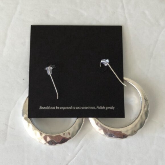 E&L Israel 925 Sterling Silver Circle Hammered Electroform Dangle Earrings - Picture 8 of 15